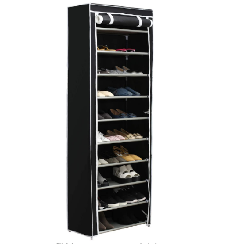 10 TIER SINGLE ROW ZIPPER SHOE RACK